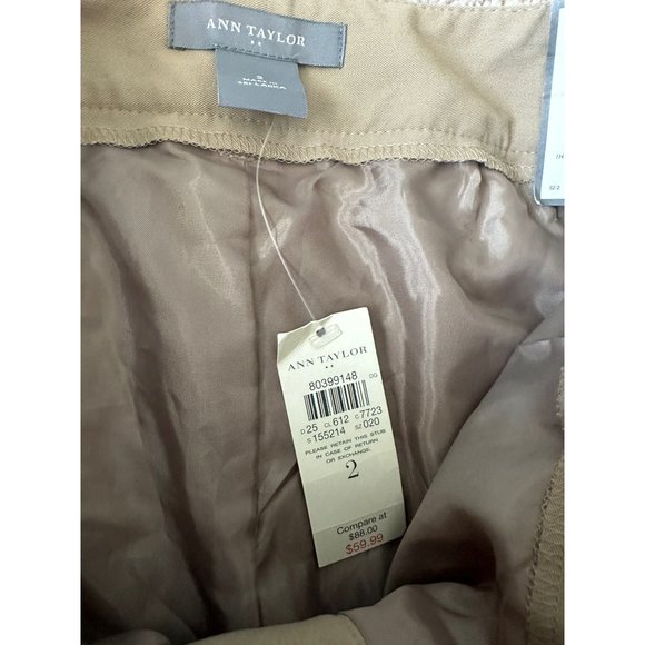 ANN TAYLOR Margo Tan Cuffed Capri Pants Size 2 NEW - Picture 6 of 6
